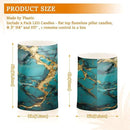 Flickering Flameless Candles, Turquoise Golden Marble LED Candles with Remote Timer, Set of 2 Battery Operated Candle for Valentine Wedding Birthday by GreenHaven Gardens