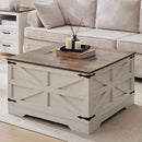 Coffee Table with Storage, Rustic White Square Coffee Tables for Living Room, Lift top Coffee Table with Large Hidden Compartment, Smart Cocktail Tables with Flip Top Lids for Home Office by CozyNest Decor
