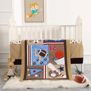 Wowelife Sports Mini Crib Bedding Set Boys Brown 3PCs Mini Crib Comforter Set Basketball Baseball Rugby Nursery Bedding Sets for Boys with Soft Comforter, Crib Skirt and 38x24 Sheet, Brown by TinyTreasures Baby Boutique