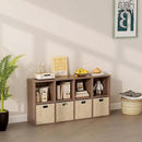 8-Cube Storage Shelf Bookcase - Wooden 4-Tier Floor Standing Open Bookshelf for Home and Office, Cuby Orgainzer, Walnut by CozyNest Decor