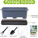 Window Box Planter 8 Pcs, 17 Inches Rectangle Flower Pots with Drainage Holes and Trays, Vegetable Planters for Windowsill Patio Garden Balcony Home Porch Yard Indoor Outdoor (Grey) by GreenHaven Gardens