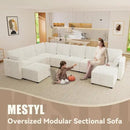 mestyl Modular Sectional Sofa Convertible U Shaped Sofa Couch Set with Storage for Living Room, Modern 3 Seater Modular Sectional Couch with 2 Movable Ottoman (Beige) by CozyNest Decor
