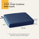 Outdoor Square Corner Seat Cushion, 18.5"x16"x3", Set of 4, Non Slip Seat Cushion Pads with Removable Cover for Patio Furniture, Garden Yard Lawn, Navy by GreenHaven Gardens