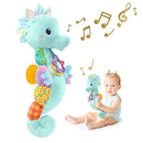 Sumobaby Infant Baby Musical Stuffed Animal Activity Soft Toys with Multi-Sensory Crinkle, Rattle and Textures, for Tummy Time Newborn 0-3-6-12 Months Boys, Girls, Seahorses, Blue by TinyTreasures Baby Boutique