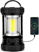 Rechargeable Camping Lantern, 3000LM 5 Light Modes Camping Light 4400 Capacity Phone Charger LED Impact-Resistant Flashlight Lantern Portable Waterproof Hurricane Lanterns for Emergency(Black)