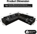 118" Cloud Couch Oversized Modular Sectional Sofa for Living Room,Modern Sofa with Deep Seat，V Shaped Boneless Couch,Comfy Upholstered Corduroy Couches for Apartment, Studio, Office,Bedroom，Black by CozyNest Decor