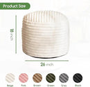 HIGOGOGO Round Stuffed Pouf Ottoman, Stripe Faux Fur Poufs with Foam Chunk Filling, Furry and Fluffy Pouf Foot Stool Storage Ottoman, 26 X 18 Floor Poufs Foot Rest for Living Room, Beige by CozyNest Decor