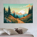 HZOHNAGO Mountain Tapestry Forest Mountain Sunrise Road Pattern Printed Wall Tapestry Wall Hanging for Bedroom Living Room Dorm 60" W x 40" H by CozyNest Decor