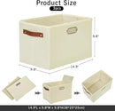 Large 3-Pack Foldable Fabric Storage Bins with Durable PU & Metal Handles , Collapsible Storage Baskets for Shelves, Home Storage, Closet Organizers, Living Room(14.9"x9.8"x9.8", Beige) by CozyNest Decor