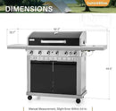 Sophia & William 6-Burner Propane Gas BBQ Grill with Side Burner & Porcelain-Enameled Cast Iron Grates, Gas Grill Griddle Combo for Outdoor Cooking, Barbecue Events, 740 SQ.IN. Cooking Area, Black by GreenHaven Gardens