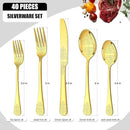 40 Pcs Gold Silverware Set for 8 with Classical Flower Embossed Design, Food Grade Stainless Steel Flatware Set, Eating Utensils Sets Include Fork/Knife/Spoon, Cutlery Set, Dishwasher Safe by CozyNest Decor