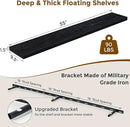 55 Inch Floating Shelves Black, Rustic Wood Floating Shelf Wall Mounted, 9 Inch Deep Floating Shelf for Kitchen, Bedroom, 55 x 9 Wall Shelves for Home Storage, Set of 1 by CozyNest Decor