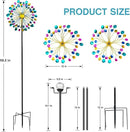 Solar Wind Spinners for Yard and Garden- 58.2 Inch Metal Wind Sculptures Outdoor Clearance Kinetic Windmills with Multi Color Led Glass Ball (Polka Dots) by GreenHaven Gardens