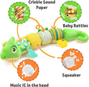 LIGHTDESIRE Baby Toys Musical Dinosaur,Infant Stuffed Animal Toys with Crinkle and Rattles,Soft Sensory Toys with Textures for Tummy Time Newborn Boys Girls 0 3 6 12 Months(Green) by TinyTreasures Baby Boutique