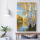 Poplar trees beside the blue sky and white clouds are suitable for living rooms bedrooms and offices Landscape posters and wall paintings by CozyNest Decor