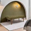 Green Upholstered Bench Modern End of Bed Bench Chenille Fabric Bedroom Bench for Entryway Living Room Vanity Makeup Room, 47" Long, Wooden Legs by CozyNest Decor