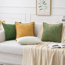 MIULEE Pack of 2 Christmas Pillow Covers 22x22 Inch Moss Green Farmhouse Decorative Throw Pillow Covers with Stitched Edge Soft Chenille Solid Dyed Couch Pillow Covers for Sofa Bed Living Room by CozyNest Decor