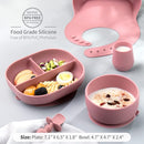 SAMiGO Silicone Baby Feeding Set, Baby Led Weaning Supplies, Suction Bowl Plate Bib Cup Self Feeding Spoons, Solid Food Eating Essentials, First Stage Utensils, 6+ Months by TinyTreasures Baby Boutique