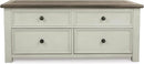Signature Design by Ashley Bolanburg Farmhouse Lift Top Coffee Table with Drawers, Antique Cream & Brown by CozyNest Decor