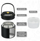 2 - in - 1 Soup Thermo for Hot Food 14oz with Snack Box Container Leak Proof Insulated Lunch Container Kids and Adults Stainless Steel Double Wall Vacuum Wide-mouth Thermal with Spoon and Handle by TinyTreasures Baby Boutique