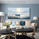 Oversized Large Living Room Wall Art, Blue Wall Decor for Bedroom, Modern Nautical Ocean Beach Seascape Nature Picture Sailboat Moon Lake Mountain Canvas Print Relaxing Serene Coastal Rustic Artwork by CozyNest Decor
