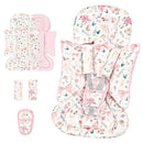 3-in-1 Infant Car Seat Insert, Soft Head and Body Support,Ultra & Strap Covers Set, Reversible Newborn Car Seat Cushion Pad for Baby Boy & Girl fits Stroller, Swing, Bouncer (Pink Bow) by TinyTreasures Baby Boutique