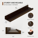 Picture Ledge Shelf, Solid Pine Wood Floating Shelves Set of 4, 16 Inches Nursery Book Shelves for Toys Storage, Kids Bookshelf Wall Mounted for Living Room Decor Photo Frames, Walnut by TinyTreasures Baby Boutique