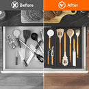 Lifewit Utensil Drawer Organizer, Expendable Cooking Silverware Tray for Kitchen Drawer, Bamboo Adjustable Cutlery Flatware Holder, Spatula Tools and Gadgets Storage Divider, 4 Compartments, Black by CozyNest Decor
