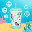 Kid Insulated Stainless Steel Tumbler with Silicone Straw, 12oz Sippy Cup for Kids (Magical Mermaids) by TinyTreasures Baby Boutique