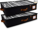 HOMELUX THEORY 2pc Under Bed Storage Containers, Bedroom Under the Bed Drawer Storage Organizer with Bins and Lids, Large Underbed Clothes Storage Box Ideal for Blanket, Fabric, & Shoes (Black) by CozyNest Decor