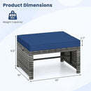 Tangkula 2 Pieces Patio PE Rattan Ottomans, Multipurpose Outdoor Footstool Footrest Additional Seating Side Table with Soft Zippered Cushions for Deck, Garden, and Yard (Navy Blue) by CozyNest Decor
