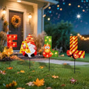 WONDER GARDEN Fall Yard Stakes Yard Signs, 4 Pack Metal Thanksgiving Lighted Garden Stakes, Gnome Sign with LED Lights for Harvest,Outdoor, Lawn,Farmhouse Decorations by CozyNest Decor