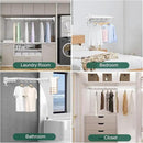 Wall Mounted Clothes Drying Rack, Laundry Drying Rack Wall Mount, 3-Fold Drying Rack Clothing, Foldable Clothes Drying Rack with 12 Dual Hooks Organization for Laundry Room Indoor - White by CozyNest Decor