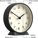 NEWGATE® M Mantel Echo Desk Clock | Modern Round Design | Black | Easy to Read Numbers | Contemporary Style for Desk, Table, Shelf or Bedside by CozyNest Decor