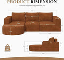 Modular Sectional Sofa with L-Shape Chaise,Cloud Sectional Modern Sleeper Couch with Deep Seat,Sponge Compression Sofas No Assembly Required (Brown-Corduroy Fabric) 1PCS by CozyNest Decor