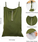 Linen Hanging Laundry Bag, Over The Door Laundry Hamper for Dirty Clothes, Drawstring Closure with Bottom Zipper, Army Green by CozyNest Decor