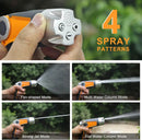 Heavy Duty Garden Hose Nozzle Sprayer - 4 Spray Patterns, High Pressure, Thumb Control Flow Valve w/On-Off, Washers for Watering, Car & Pet Washing by GreenHaven Gardens