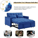3 in 1 Sleeper Sofa Bed, Futon Sofa Bed for Living Room with Side Pocket, Blue Sleepers Sofas Couch with Pullout Beds, Convertible Love Seat Sleepers couch for Living Room, Bedroom, Small Space by CozyNest Decor