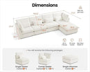 Oversized Modular Sofa, Extra Deep Cloud Corduroy Sectional Couch with Ottoman Chaise, Fluffy Corduroy 5 Seater Sofa Bed for Living Room, Villa (L Shape 5 Seater, Corduroy White) by CozyNest Decor
