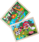 Animals Wooden Jigsaw Puzzle for Kids Set of 2 - African Wildlife and Farm Animals（15 pcs） Preschool Educational Learning Toys Gift for Toddlers Boys and Girls by TinyTreasures Baby Boutique