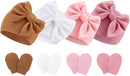 BQUBO Newborn Baby Hats Mittens Set Hospital Hat Beanie Infant Bow Hats Baby Gloves No Scratch Mittens for 0-6 Months by TinyTreasures Baby Boutique