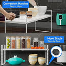 Expandable Cabinet Shelf Organizer, Stackable Kitchen Pantry Counter Storage, Adjustable Closet Cupboard Stand Rack Risers Spice Organization 80LBS Heavy Duty White 3 Pack by CozyNest Decor