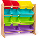 Humble Crew Kids Toy Storage Organizer with 12 Plastic Bins, Natural Wood/Rainbow – Removable Bins for Playroom, Bedroom, Toddler Furniture for Boys and Girls Ages by TinyTreasures Baby Boutique