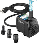 400GPH Submersible Water Pump, 25W Adjustable Ultra Quiet Fountain Pump with 4 Nozzles 6.8ft High Lift for Aquarium, Fish Tank, Pond, Waterfall, Outdoor, Hydroponics by GreenHaven Gardens