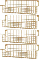 Spice Rack, 4-Pack Seasoning Organizer Wall Mounted for Kitchen Storage Organization, Metal Spice Holder Shelf for Cabinet, Pantry, Gold by CozyNest Decor