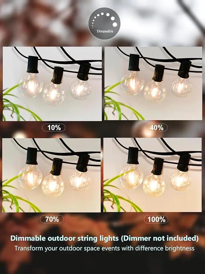DAMAING Outdoor String Lights 400FT Patio Lights with 208 shatterproof G40 dimmable Globe LED Bulb, Waterproof connectable Outdoor Lighting for Backyard Porch Balcony gazobo, 4-Pack 100FT,Black, photo 4 of 6