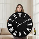 30 Inch Large Wall Clock Farmhouse Style - Black Silent Non-Ticking Rustic Decor for Living Room, Kitchen, Bedroom by CozyNest Decor