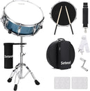 Snare Drum Set, 14" x 5.5" Marching Snare Drum with Stand & Storage Padded Bag + Silent Mute Pad + Drums Sticks + Drumstick Holder + Drums Key + Damper Gels for Adults Kids Beginners (Blue) by TinyTreasures Baby Boutique