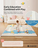 Baby Play Mat 79x71x0.6 inches, Fabric Cloth Surface Extra Large & Thick Foldable Play Mats for Baby Girls Boys, Waterproof & Anti-Slip Portable Baby Floor Mat for Tummy Time with Travel Bag by TinyTreasures Baby Boutique