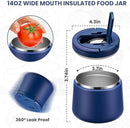 Soup Thermo for Hot Food Kids 14oz Lunch Containers with Buckle Lid Wide Mouth Hot Food Jar Vacuum Insulated Stainless Steel Bento Box Leakproof with Spoon(Blue) by TinyTreasures Baby Boutique